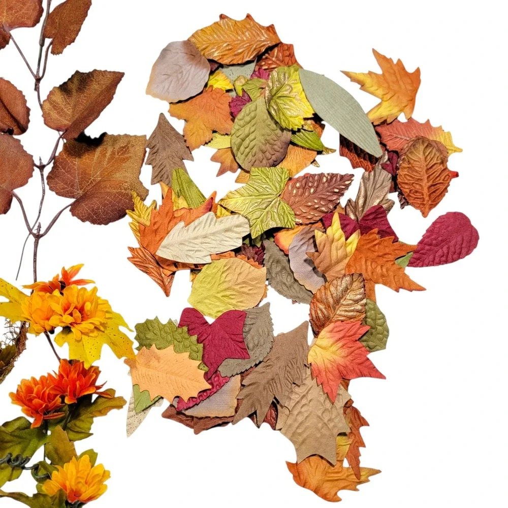 Fall Artificial Foliage Spray Stem Pick Lot 160+ Pc Leaves Autumn Harvest Crafts